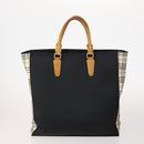 BURBERRY Nova Check Hand Bag Canvas 4 Set Black Beige Auth bs34018-3