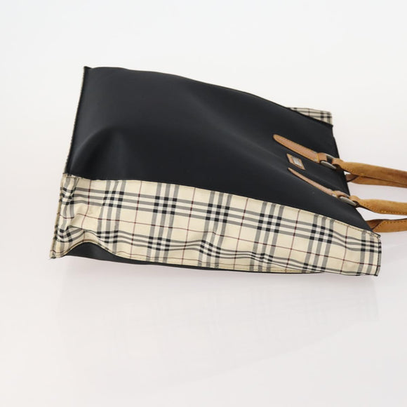 BURBERRY Nova Check Hand Bag Canvas 4 Set Black Beige Auth bs34018
