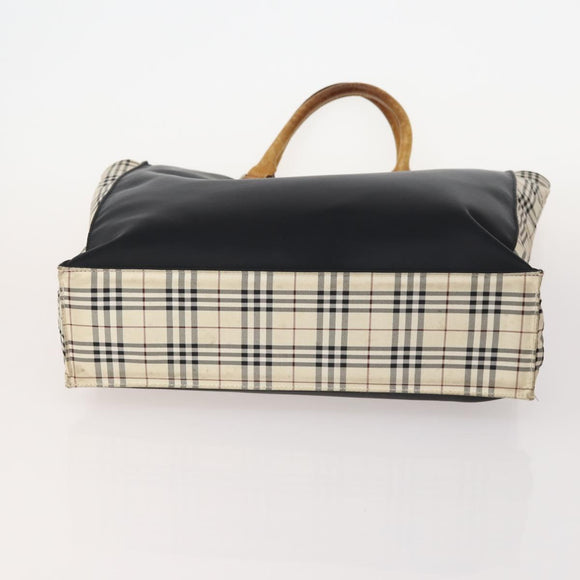 BURBERRY Nova Check Hand Bag Canvas 4 Set Black Beige Auth bs34018