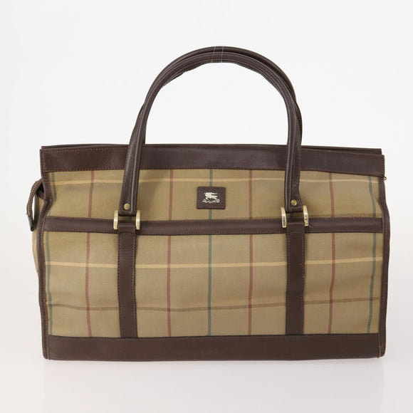 BURBERRY Nova Check Hand Bag Canvas 4 Set Black Beige Auth bs34018