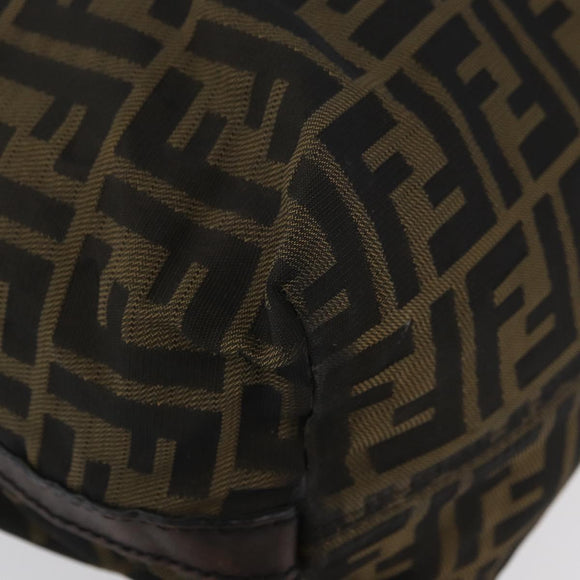FENDI Zucca Canvas Hand Bag Black Brown Auth bs34032