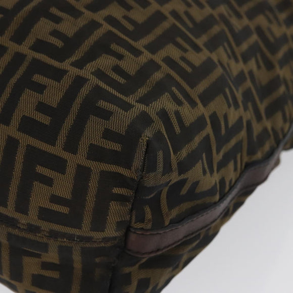 FENDI Zucca Canvas Hand Bag Black Brown Auth bs34032