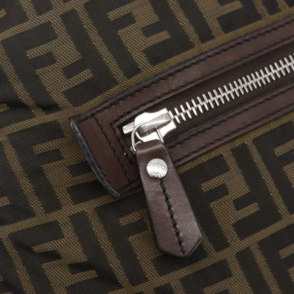 FENDI Zucca Canvas Hand Bag Black Brown Auth bs34032