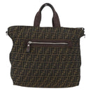 FENDI Zucca Canvas Hand Bag Black Brown Auth bs34032-13