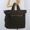 FENDI Zucca Canvas Hand Bag Black Brown Auth bs34032-23
