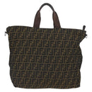 FENDI Zucca Canvas Hand Bag Black Brown Auth bs34032-2