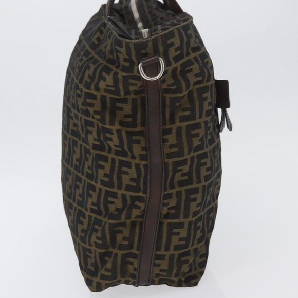 FENDI Zucca Canvas Hand Bag Black Brown Auth bs34032