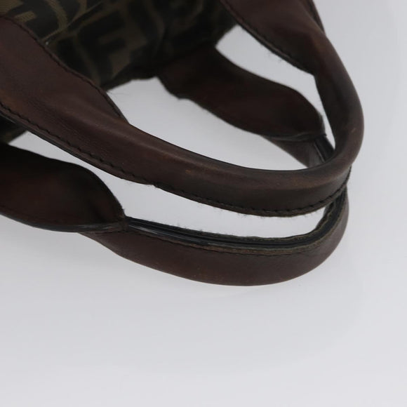 FENDI Zucca Canvas Hand Bag Black Brown Auth bs34032