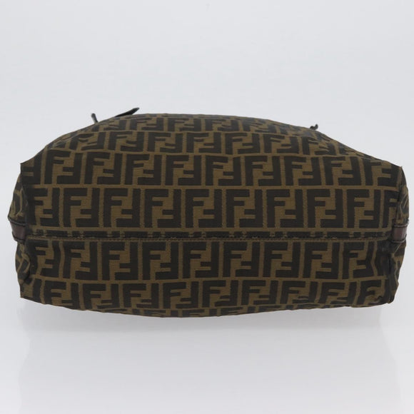 FENDI Zucca Canvas Hand Bag Black Brown Auth bs34032