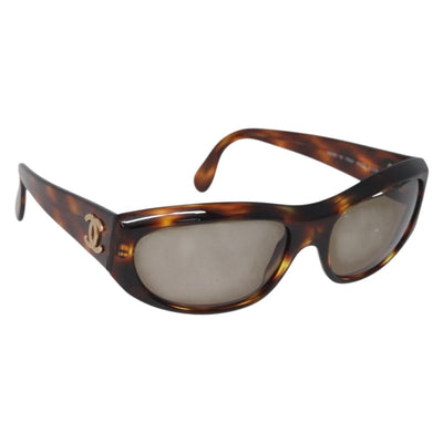 CHANEL Sunglasses plastic Brown CC Auth bs34035