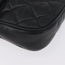 CHANEL Matelasse Chain Shoulder Bag Lamb Skin Black Gold CC Auth bs34036-14