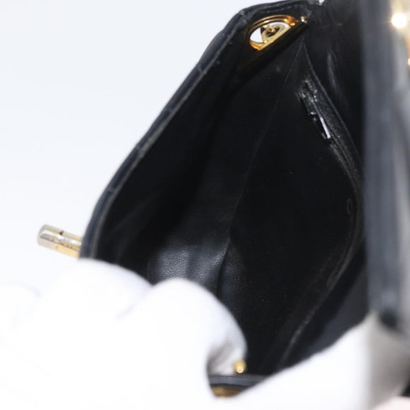 CHANEL Matelasse Chain Shoulder Bag Lamb Skin Black Gold CC Auth bs34036