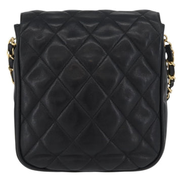 CHANEL Matelasse Chain Shoulder Bag Lamb Skin Black Gold CC Auth bs34036 - 0