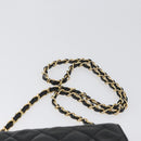 CHANEL Matelasse Chain Shoulder Bag Lamb Skin Black Gold CC Auth bs34036-8
