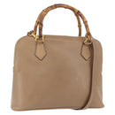 GUCCI Bamboo Tote Bag Leather Beige Gold 000 1186 0289 Auth bs34037-1
