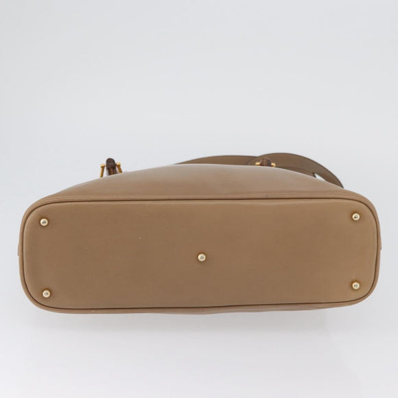 GUCCI Bamboo Tote Bag Leather Beige Gold 000 1186 0289 Auth bs34037