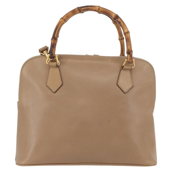GUCCI Bamboo Tote Bag Leather Beige Gold 000 1186 0289 Auth bs34037