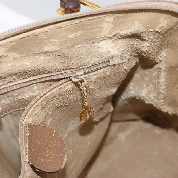 GUCCI Bamboo Tote Bag Leather Beige Gold 000 1186 0289 Auth bs34037