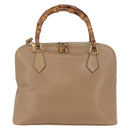 GUCCI Bamboo Tote Bag Leather Beige Gold 000 1186 0289 Auth bs34037-2