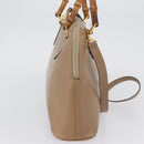 GUCCI Bamboo Tote Bag Leather Beige Gold 000 1186 0289 Auth bs34037-4