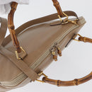 GUCCI Bamboo Tote Bag Leather Beige Gold 000 1186 0289 Auth bs34037-6