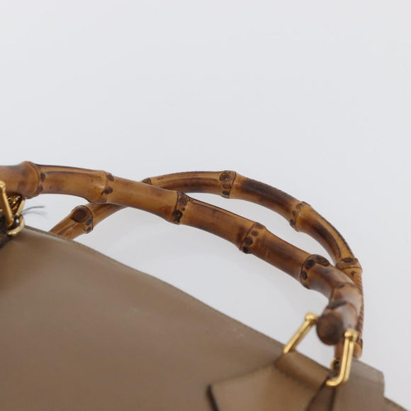GUCCI Bamboo Tote Bag Leather Beige Gold 000 1186 0289 Auth bs34037