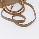 GUCCI Bamboo Tote Bag Leather Beige Gold 000 1186 0289 Auth bs34037-8