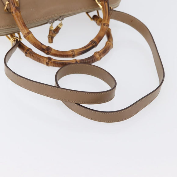 GUCCI Bamboo Tote Bag Leather Beige Gold 000 1186 0289 Auth bs34037