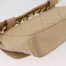 CHANEL Waist bag Lamb Skin Beige Gold CC Auth bs34038-12