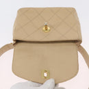 CHANEL Waist bag Lamb Skin Beige Gold CC Auth bs34038-15
