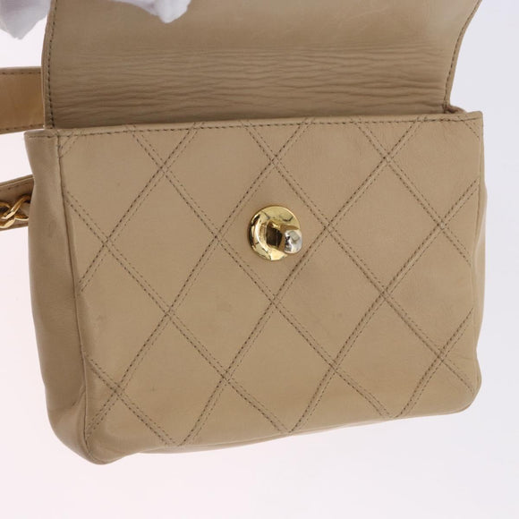 CHANEL Heuptasje Lamsleer Beige Goud CC Auth bs34038