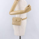 CHANEL Heuptasje Lamsleer Beige Goud CC Auth bs34038-28