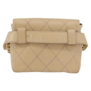 CHANEL Waist bag Lamb Skin Beige Gold CC Auth bs34038-3