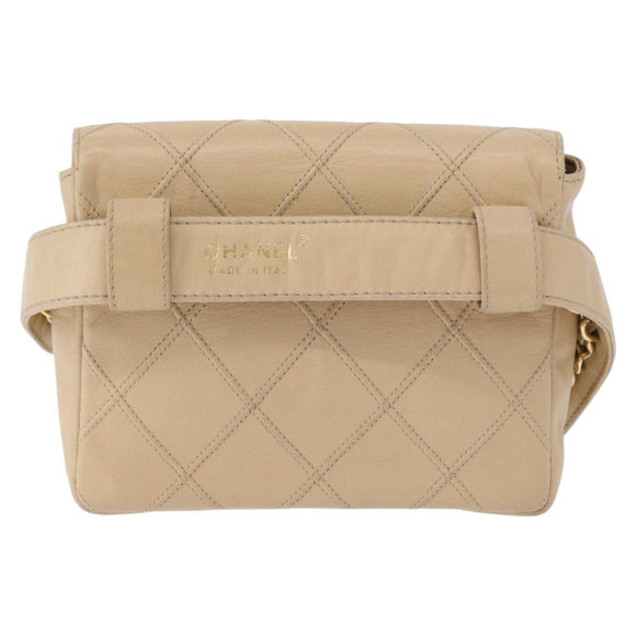 CHANEL Heuptasje Lamsleer Beige Goud CC Auth bs34038