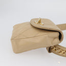 CHANEL Waist bag Lamb Skin Beige Gold CC Auth bs34038-4