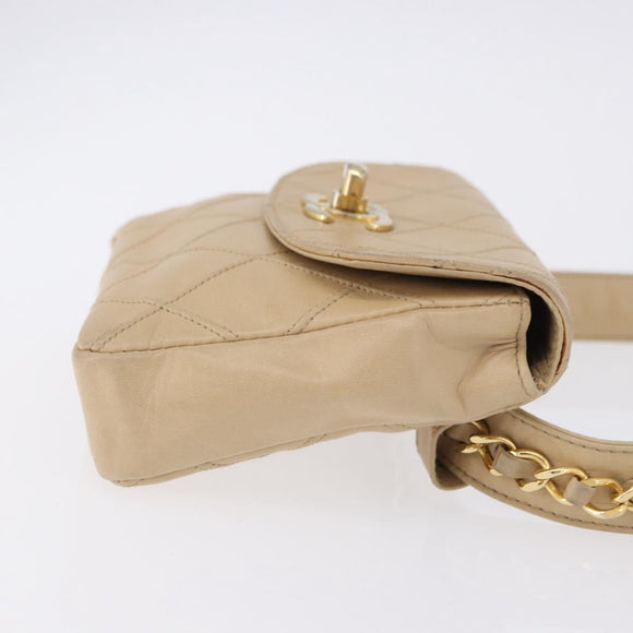 CHANEL Heuptasje Lamsleer Beige Goud CC Auth bs34038