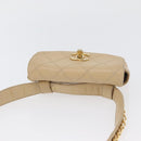 CHANEL Waist bag Lamb Skin Beige Gold CC Auth bs34038-6