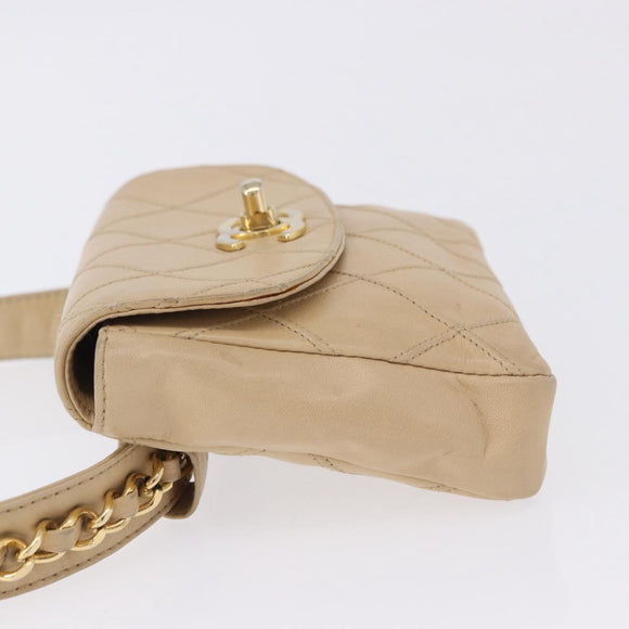 CHANEL Heuptasje Lamsleer Beige Goud CC Auth bs34038