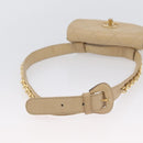 CHANEL Waist bag Lamb Skin Beige Gold CC Auth bs34038-7