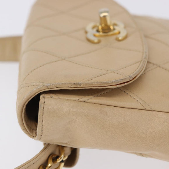 CHANEL Heuptasje Lamsleer Beige Goud CC Auth bs34038