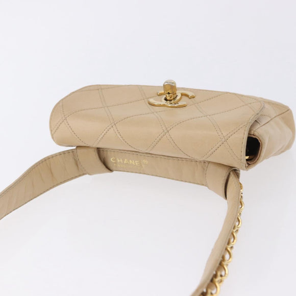 CHANEL Heuptasje Lamsleer Beige Goud CC Auth bs34038