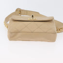CHANEL Waist bag Lamb Skin Beige Gold CC Auth bs34038-9