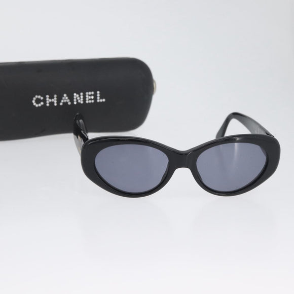 CHANEL Sunglasses plastic Black CC Auth bs34042