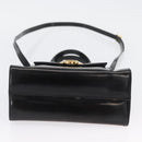 Salvatore Ferragamo Gancini Handtasche Lackleder 2-Wege Schwarz Gold Auth bs34043-11