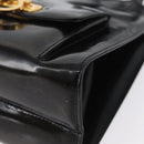 Salvatore Ferragamo Gancini Handtasche Lackleder 2-Wege Schwarz Gold Auth bs34043-13