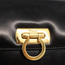 Salvatore Ferragamo Gancini Handtasche Lackleder 2-Wege Schwarz Gold Auth bs34043-16