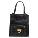 Salvatore Ferragamo Gancini Handtasche Lackleder 2-Wege Schwarz Gold Auth bs34043-2