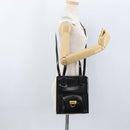 Salvatore Ferragamo Gancini Handtasche Lackleder 2-Wege Schwarz Gold Auth bs34043-23