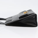 Salvatore Ferragamo Gancini Handtasche Lackleder 2-Wege Schwarz Gold Auth bs34043-5