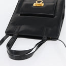 Salvatore Ferragamo Gancini Handtasche Lackleder 2-Wege Schwarz Gold Auth bs34043-6